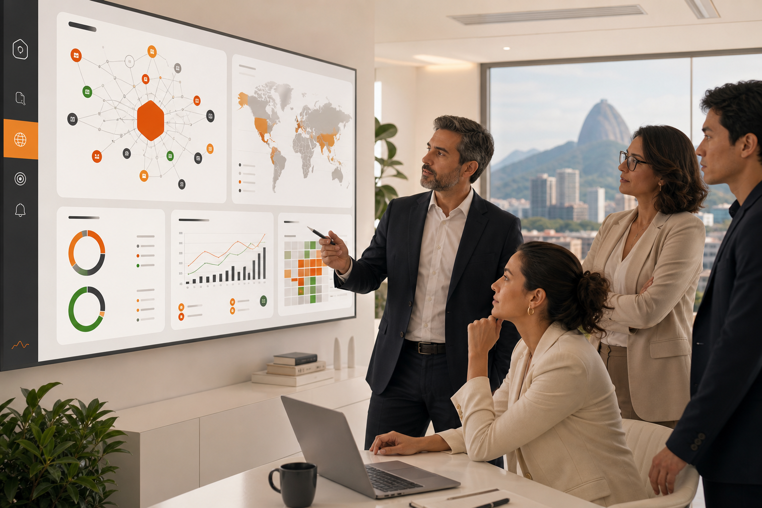 Equipe de Grandes Empresas analisando a presença da marca em respostas de IA