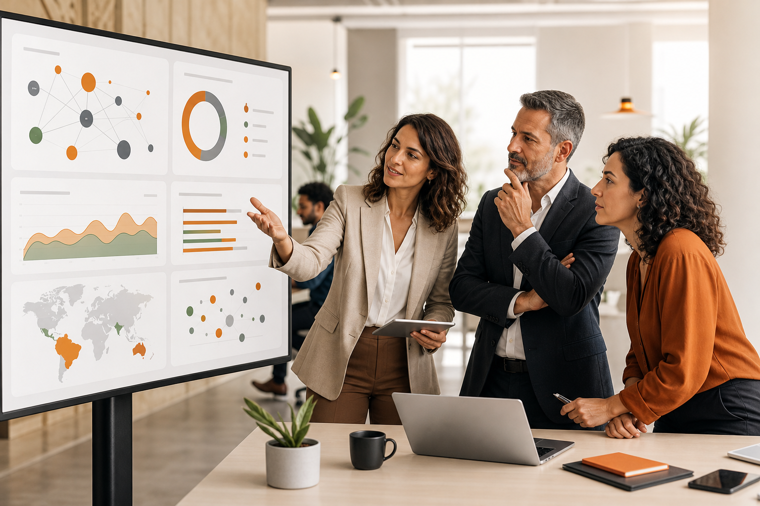 Equipe de Equipes de Relações Públicas e Branding analisando a presença da marca em respostas de IA